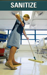 Sanitize skin, floors, surfaces, equipment